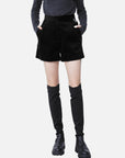 Contrasting Color Letter Streamer Corduroy A-Line Shorts