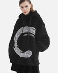 Letter Print Fake Two-Piece Lamb Wool Coat