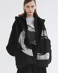 Letter Print Fake Two-Piece Lamb Wool Coat