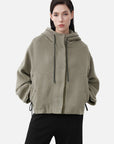 Personality Turtleneck Cap Draw String Loose Short Coat