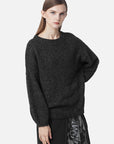 Relaxed Rib Crew Neck Sequined Oversized Knit Sweater