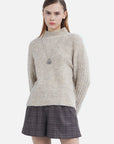 Half Turtleneck Irregular Slit Loose Knit Sweater