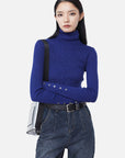 Cuff Detail Ribbed Turtleneck Sweater