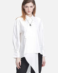 Diagonal Button Drop Shoulder Shirt