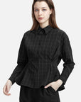 Tops Casual Long Sleeve Ruffle Hem Slim Babydoll Blouse Shirt
