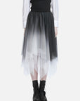 Gradient Color Mesh A-Line Skirt