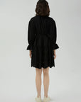 Belted Waist Hem Cutout Dress