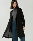 Casual Lapel Double Breasted Draw-In Mid-Length Trench Coat