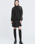 Sheer Mesh Back Letter Print Hoodie