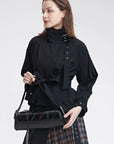 Fashion Stand Collar Waist Stitching Irregular Short Coat
