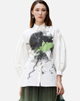 Ink Painting Lapel Collar Loose Shirt