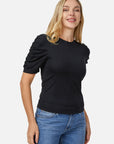 Puff Sleeve Basic Solid T-Shirt