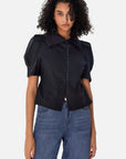 Retro High Collar Puff Sleeve Shirt