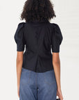 Retro High Collar Puff Sleeve Shirt