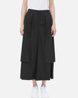 Black Elasticized Wide-Leg Trousers