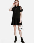 Sheer Mesh Sleeve Loose Shirt Dress