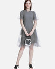 Pleated Mesh Short-sleeved Dress