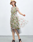 Floral Mesh Layer A-line Dress