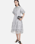 Embroidered Mesh Strappy Two-piece Shirt Dress