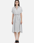 V-neck Elegant Fluid Shirt Dress