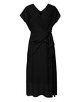 V-Neck Ruffled Waist Draped Dress