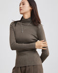High-Neck Knit Sweater