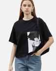 Anime Print Loose Cropped T-shirt