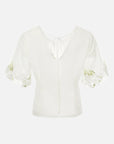 Fashion V-neck mesh embroidery floral short-sleeved skirt suit