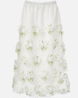 Fashion V-neck mesh embroidery floral short-sleeved skirt suit