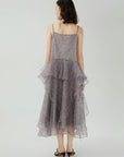 Floral Mesh A-Line Spaghetti Dress