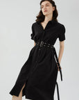 Casual Waist-Cinched Shirt Dress