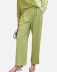 Elasticated Straight-leg Chiffon Trousers