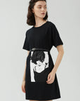 Portrait Printed Loose T-shirt Dress