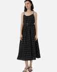 V-neck Plaid Spaghetti Dress
