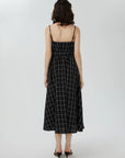 V-neck Plaid Spaghetti Dress