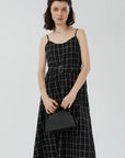 V-neck Plaid Spaghetti Dress