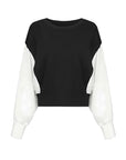 Ribbed Round Neck Color-Block Sweater