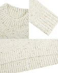 Stylish Ribbed Collar Sweater with Trendy Short-Front Long-Back Design and Polka Dot Charm