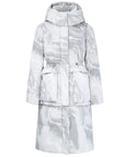 Printed Drawstring Hooded Goose Down Coat