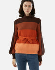 Gradient Color Back Bow Tie Sweater