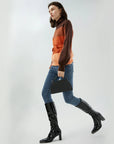 Gradient Color Back Bow Tie Sweater