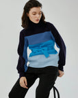 Gradient Color Back Bow Tie Sweater