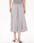 Elastic Waist Crinkle Midi Skirt