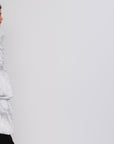 Convertible Style White-Grey Puffer Coat with Adjustable Fit