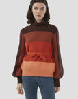 Gradient Color Back Bow Tie Sweater