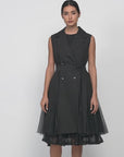 Cinched-Waist Blazer Vest Dress