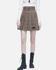 Contrasting Plaid Pleated Skirt