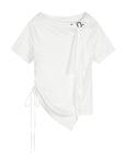 SDEER Casual round neck tie irregular short-sleeved T-shirt - S·DEER