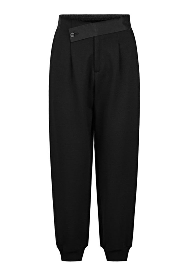 SDEER Stitching Black Carrot Pants Cropped Trousers - S·DEER