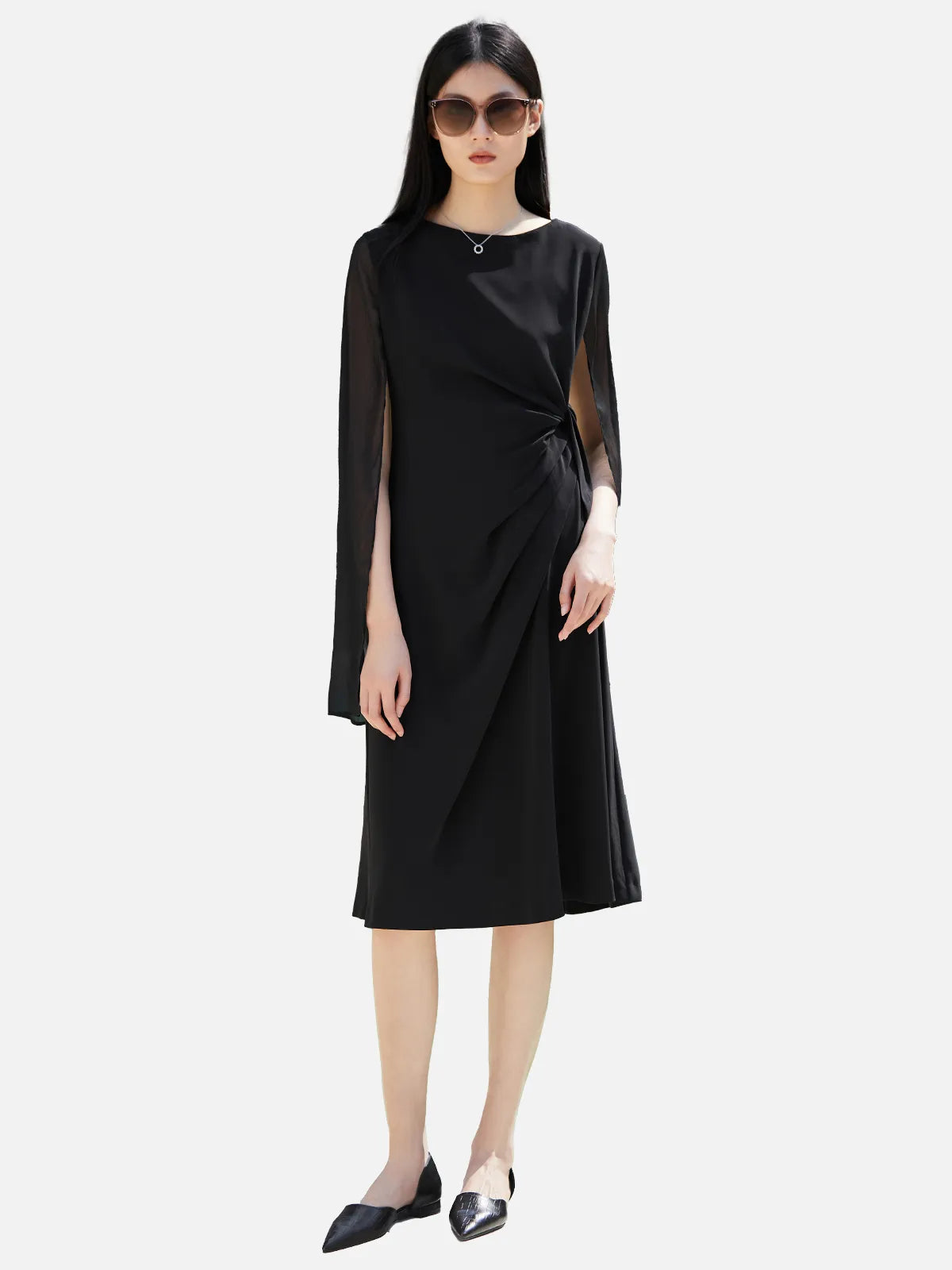 Round Neck Irregular Long Sleeve Dress